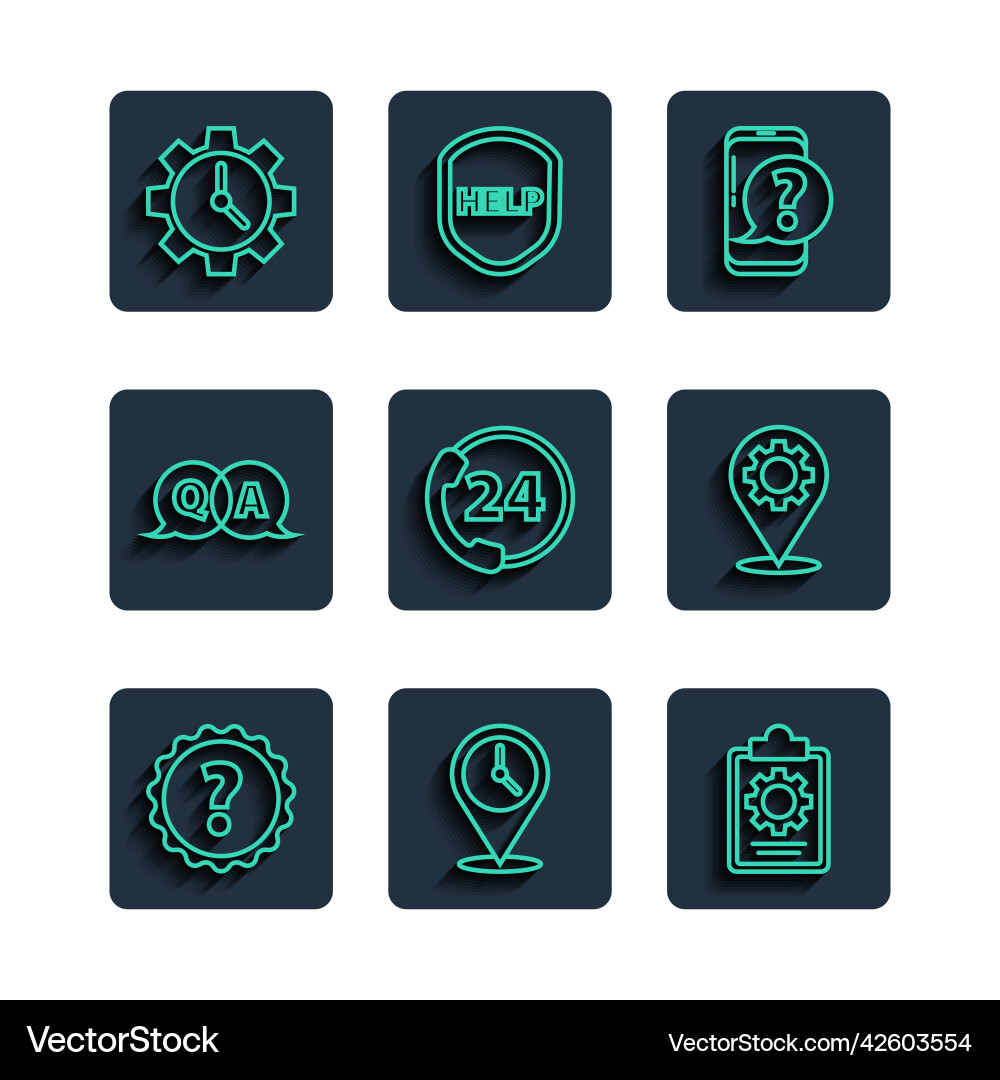Set line question mark location with clock vector image