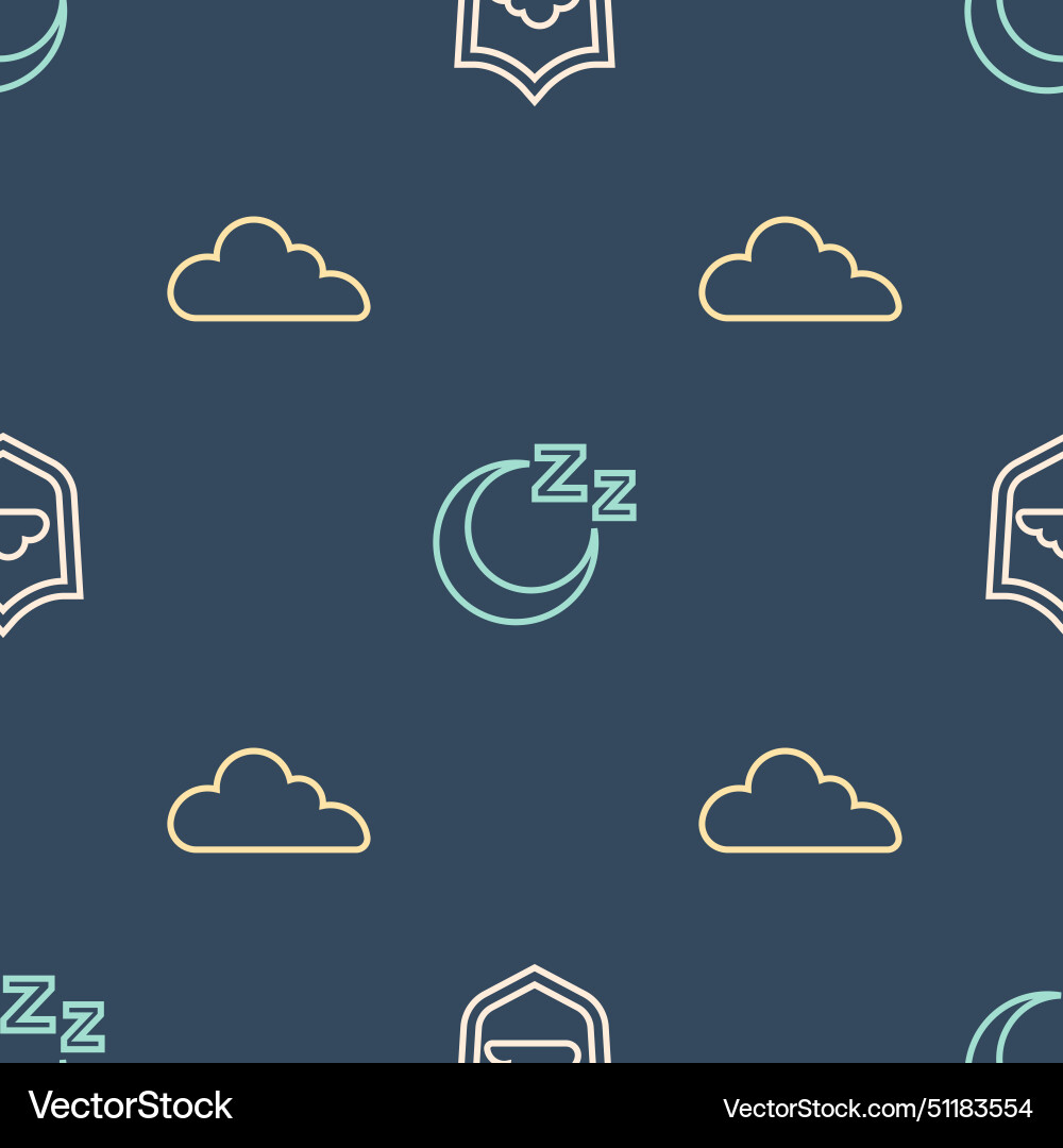 Set line weather forecast cloud and time to sleep Set line weather forecast cloud and time to sleep vector image