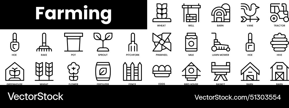 Set von Umriss-Landwirtschaft Icons minimalistisch dünn Set von Umriss-Landwirtschaft Icons minimalistisch dünn vektorbild
