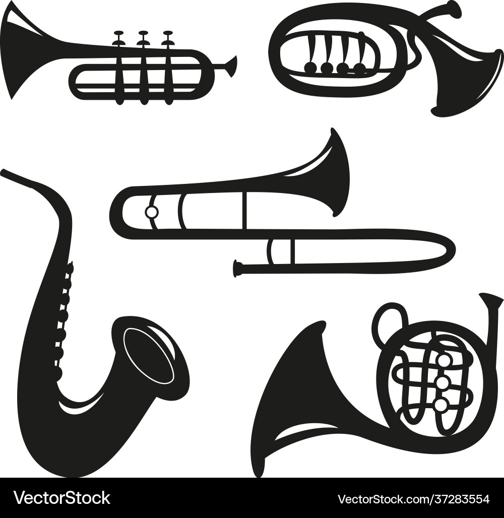 Set wind instruments on white background Set wind instruments on white background vector image