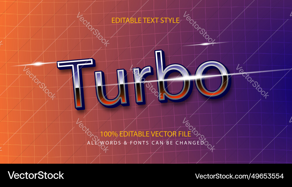 Turbo retro 3d text style effect editable Vector Image