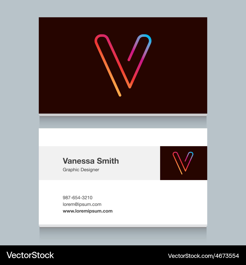 V Shape Business Card Template Vector Image