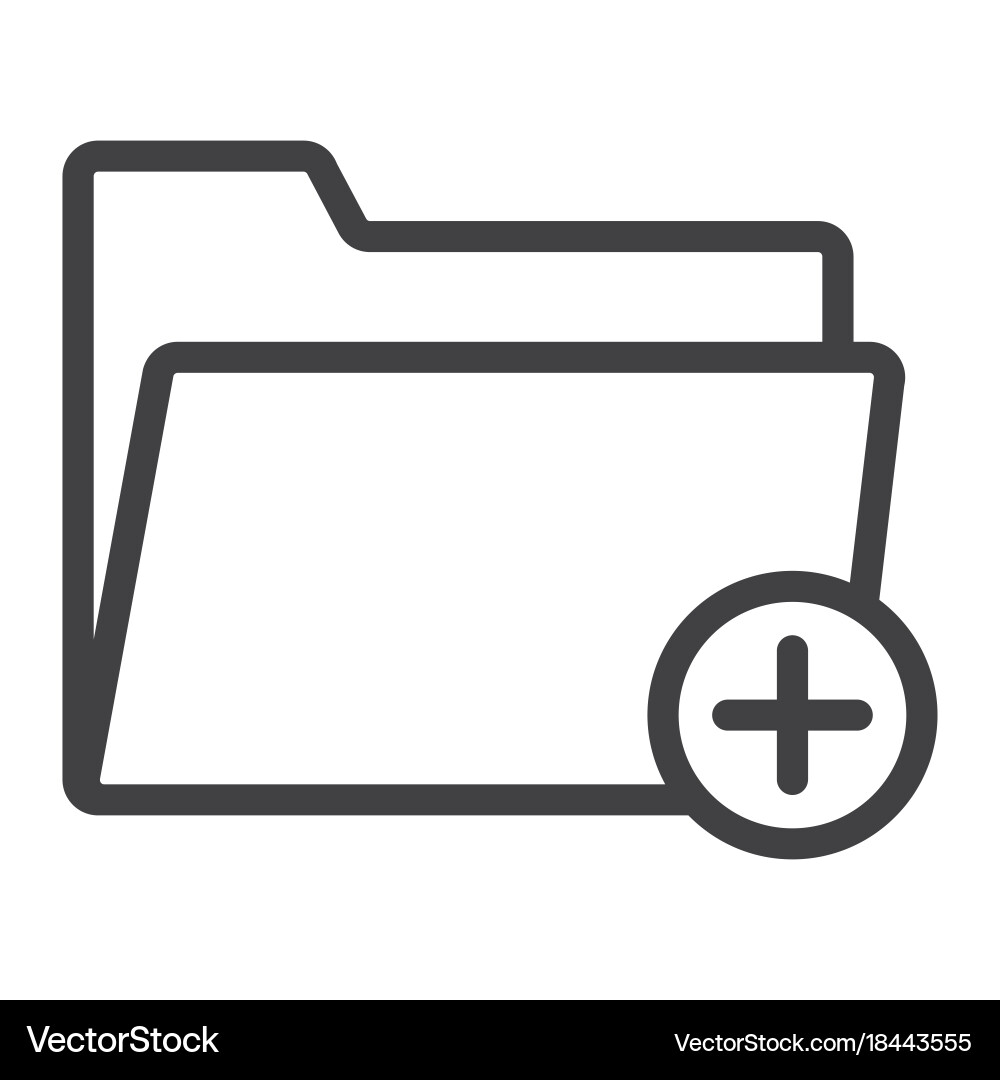 Add folder line icon web and mobile file vector image