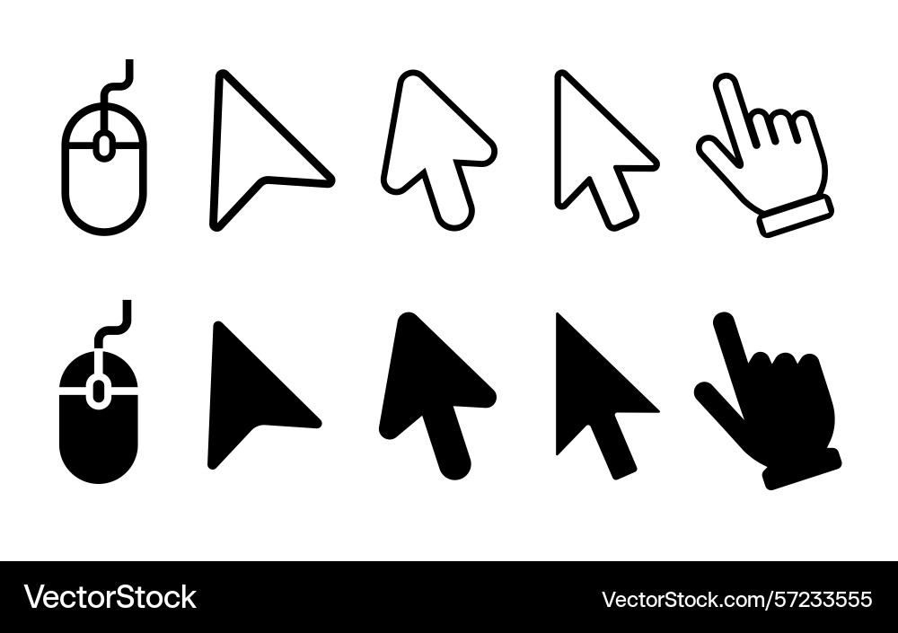 Click cursor icons set hand icon computer Click cursor icons set hand icon computer vector image