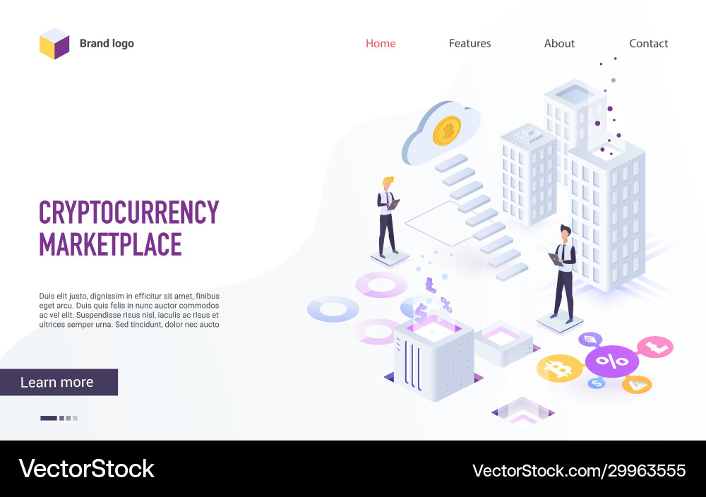 Cloud Mining & Blockchain Website vector image