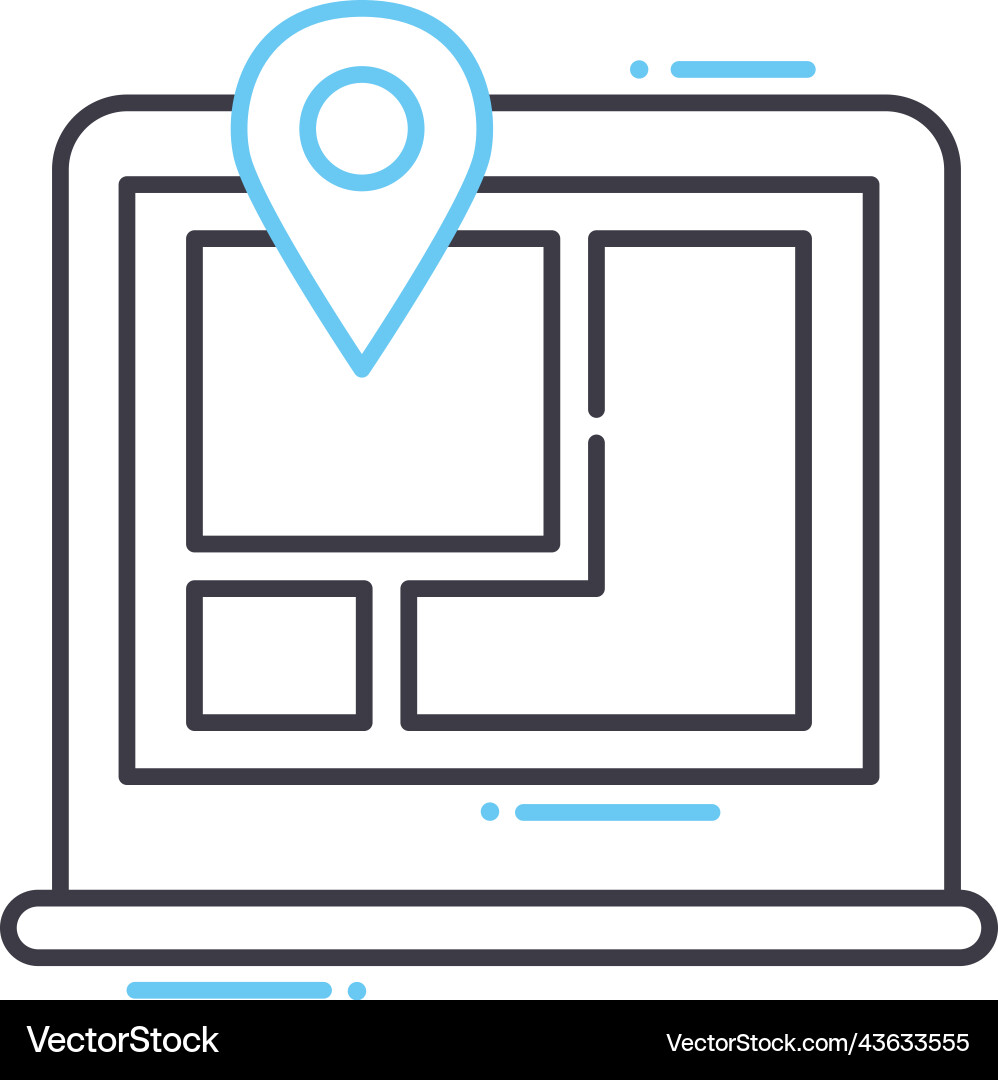 Computer map line icon outline symbol Computer map line icon outline symbol vector image