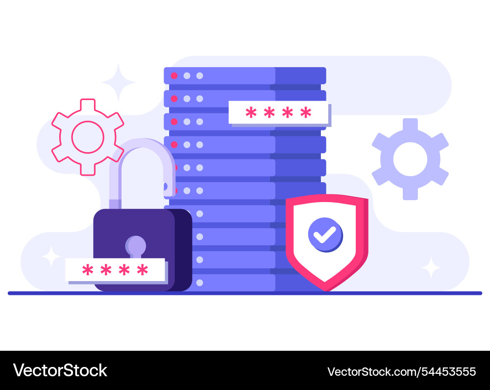 Database protection cyber security data center Database protection cyber security data center vector image