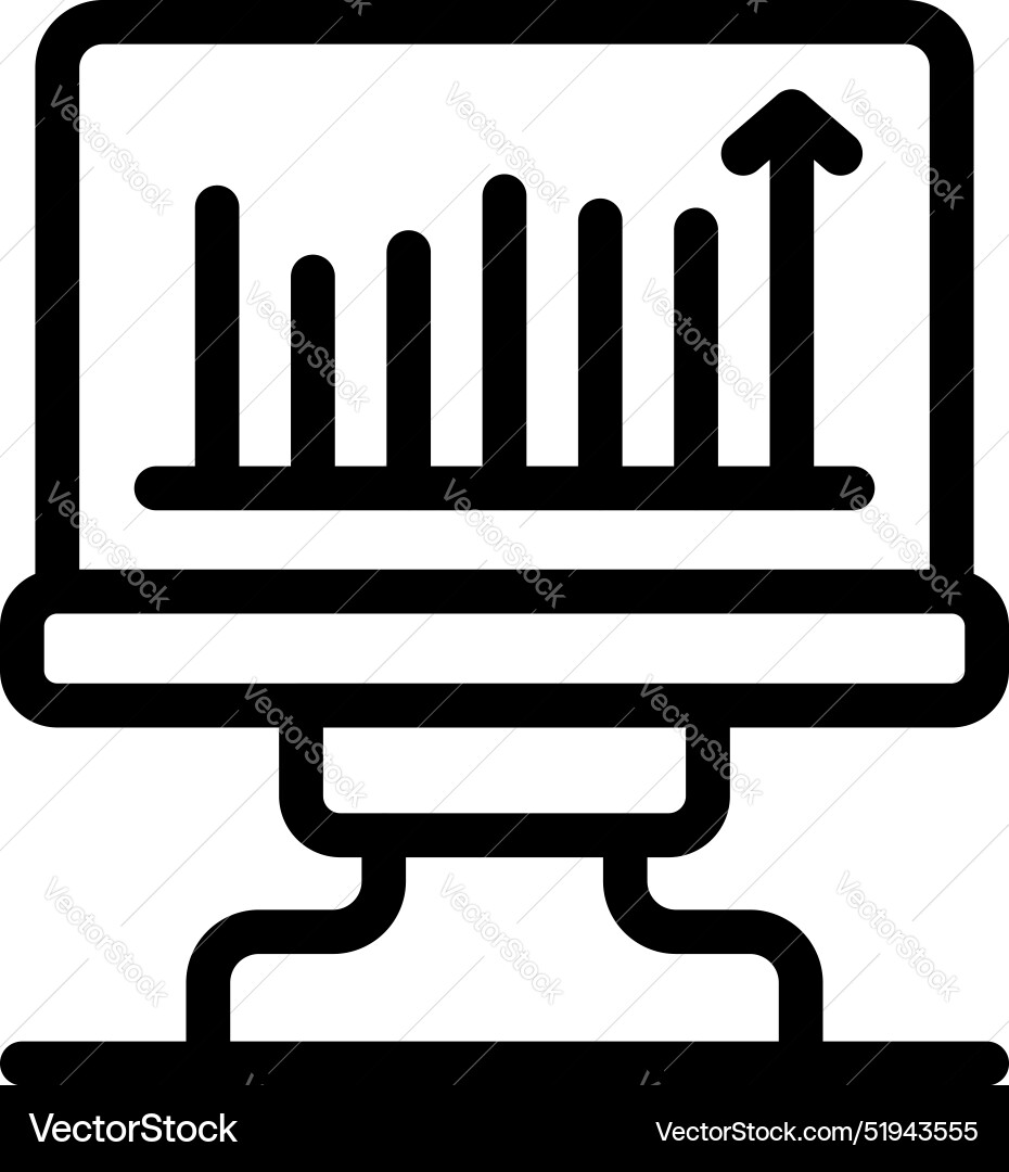 Desktop computer showing growing bar chart Desktop computer showing growing bar chart vector image