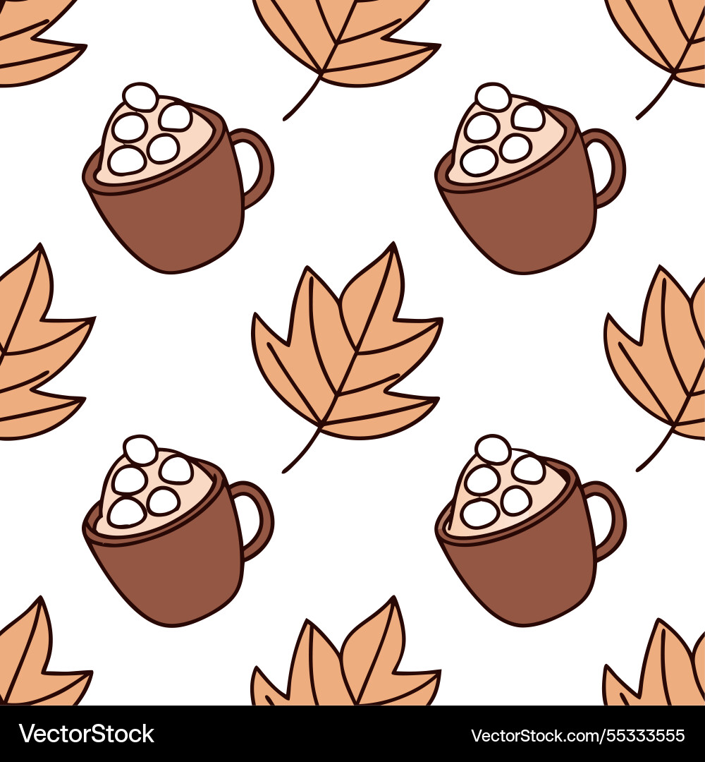 Hot cocoa and marshmallows seamless tile pattern Vector Image