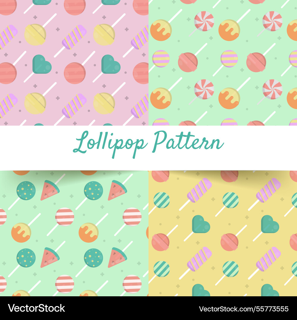 Lollipops patterns collection with different Vector Image
