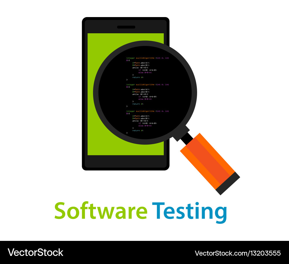 Mobile application software testing code vector image