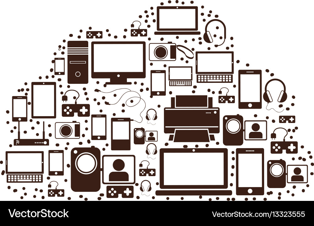 Pattern set collection with tech device vector image