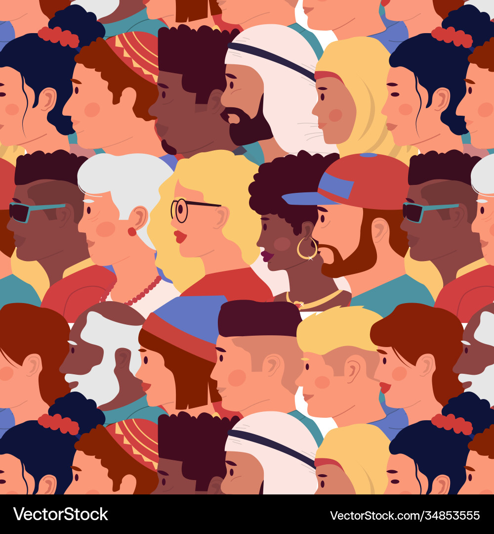 People profiles pattern seamless texture People profiles pattern seamless texture vector image