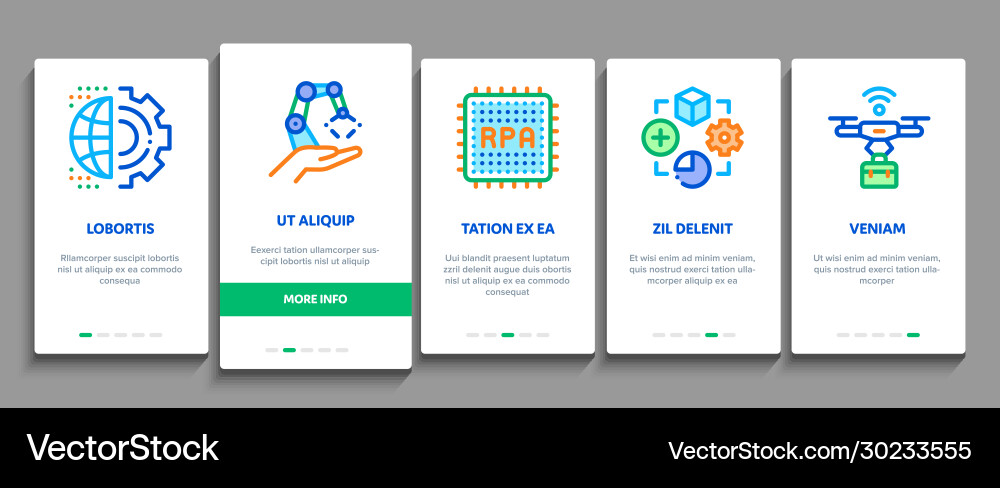 Rpa robotic process automation onboarding elements Rpa robotic process automation onboarding elements vector image