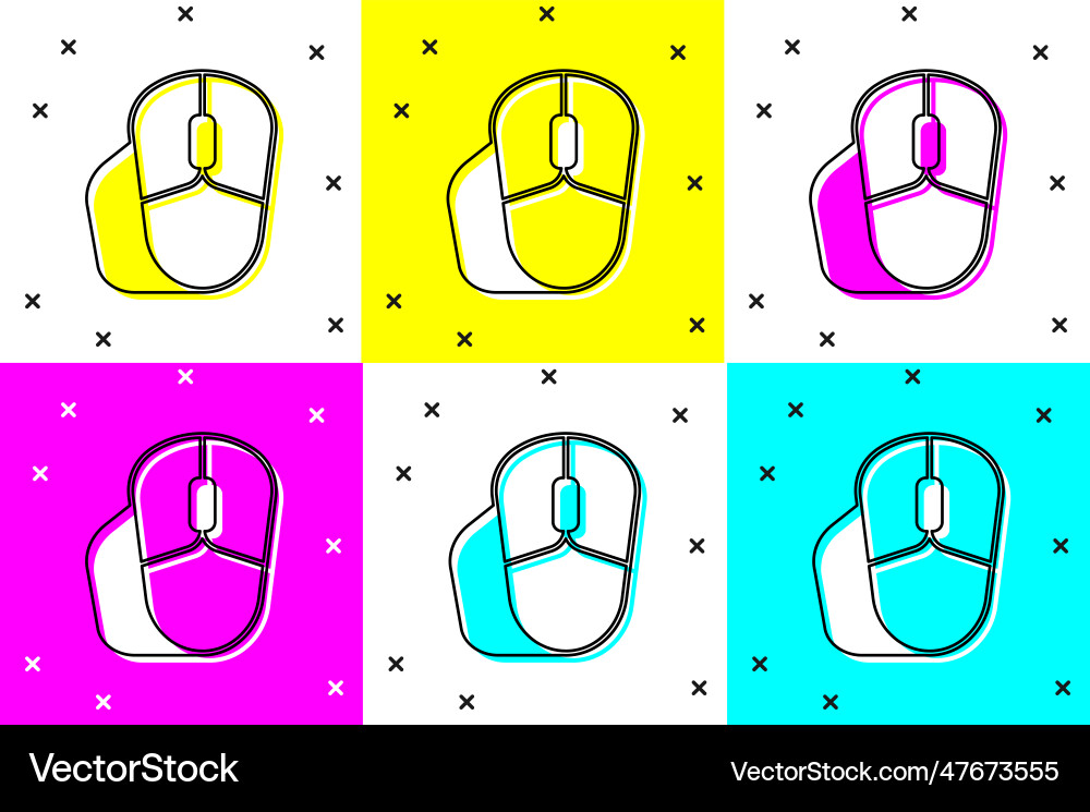 Set computer mouse icon isolated on color Vector Image