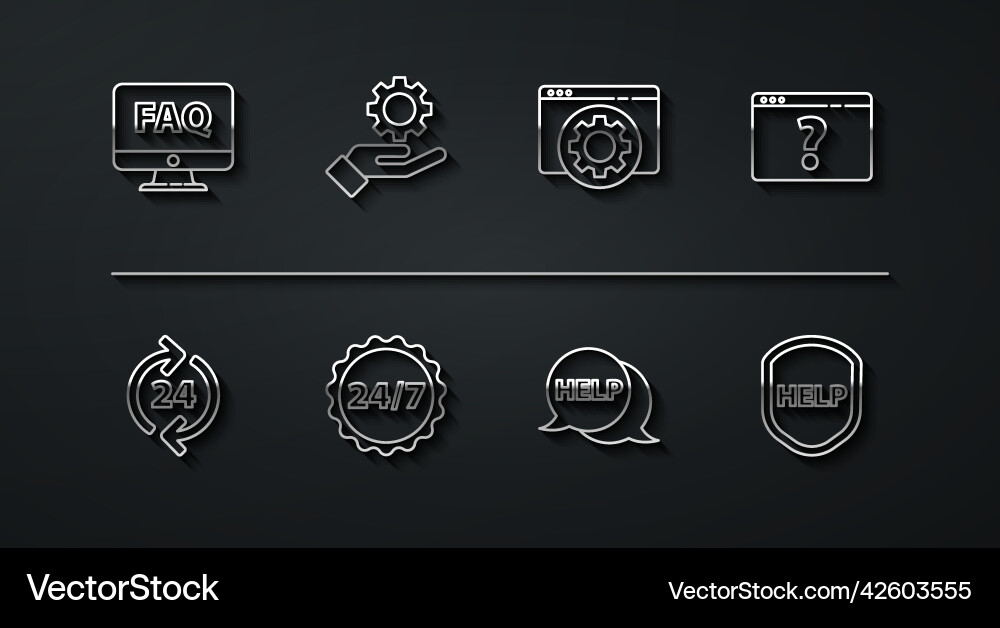 Set line computer monitor and faq telephone 24 Set line computer monitor and faq telephone 24 vector image