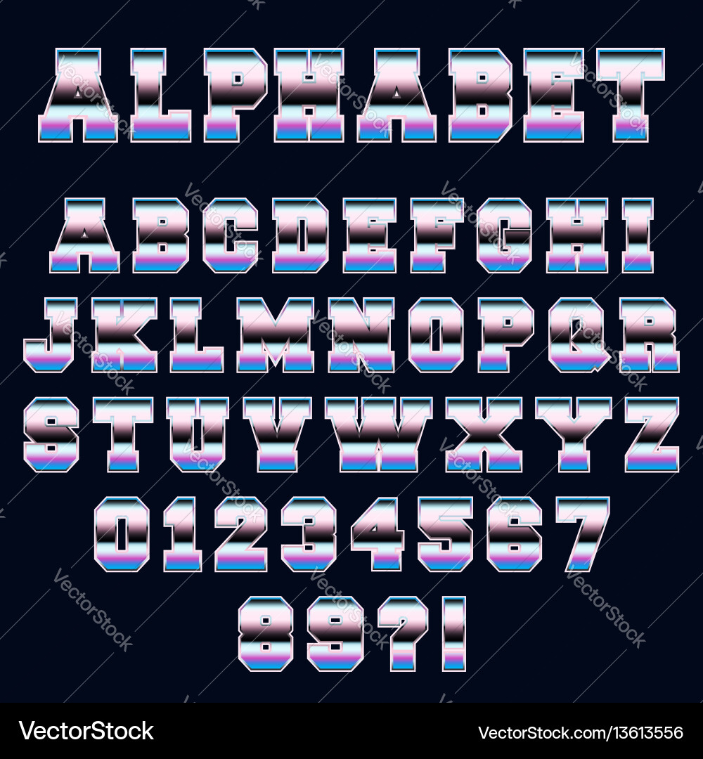 80s Retro Alphabet Font - Pixel Art Vector Image