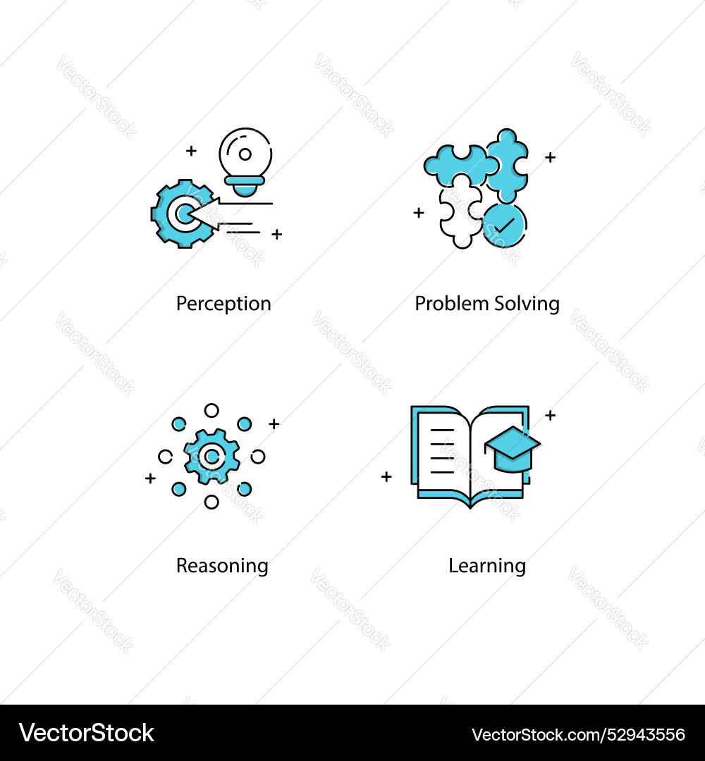 Ai development and computational models icons vector image