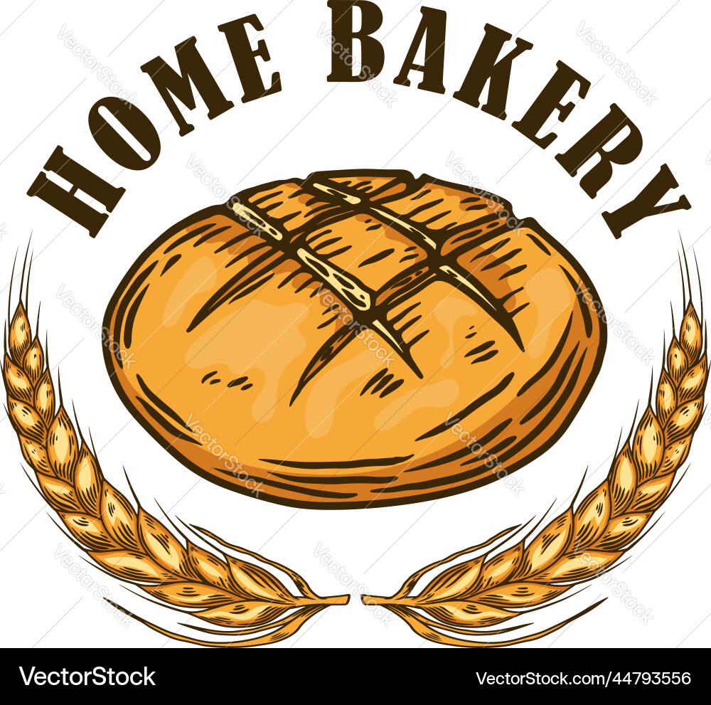 Bakery emblem with bread design element vector image