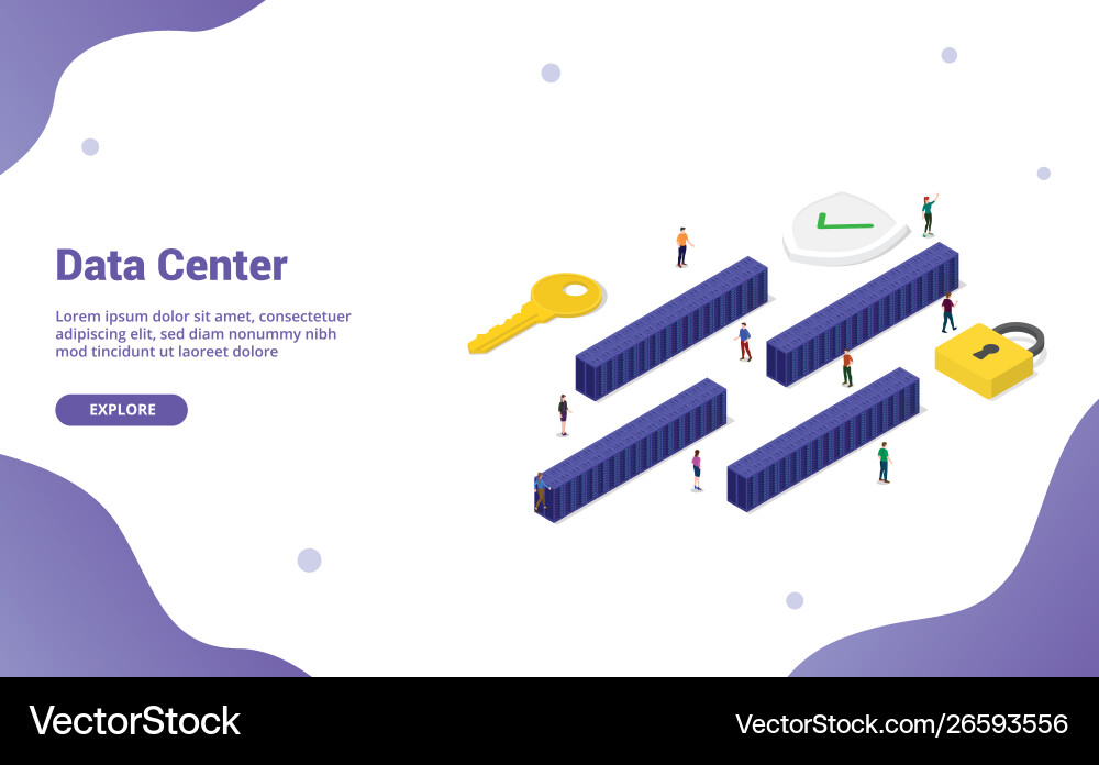 Big data center with many server room block Big data center with many server room block vector image
