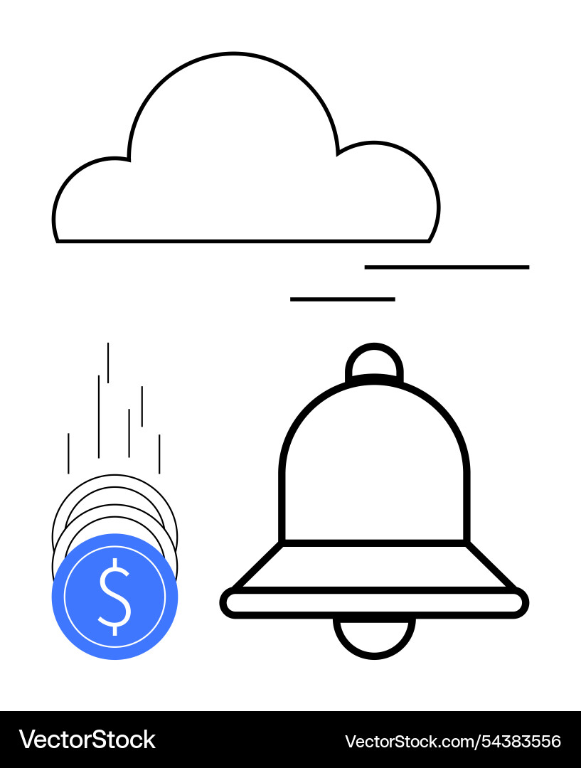 Cloud storage notification with coin drop vector image