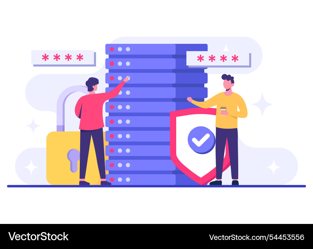 Database protection cyber security data center Database protection cyber security data center vector image