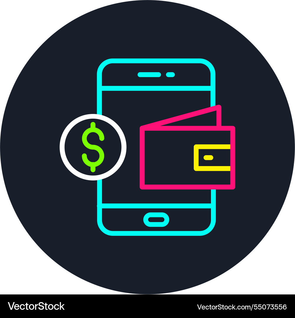 Digital wallet line multi color icon Vector Image
