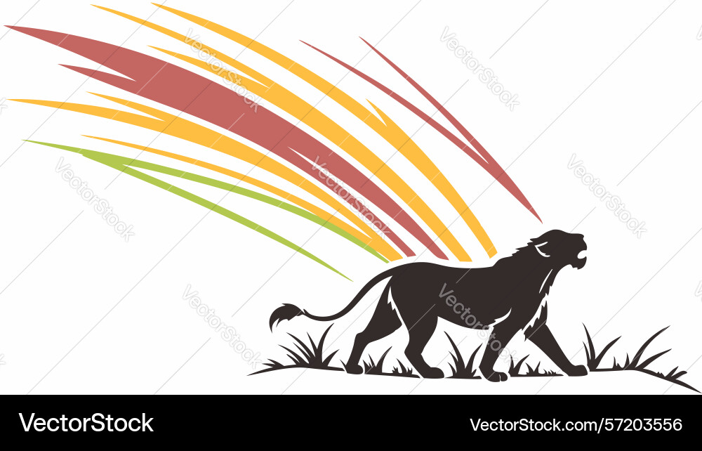 Dynamic leopard running on a vibrant rainbow path vector image