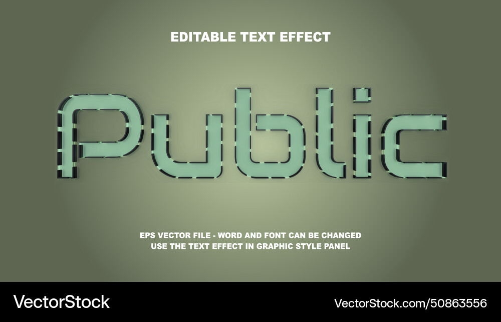 Editable text effect public 3d template Vector Image