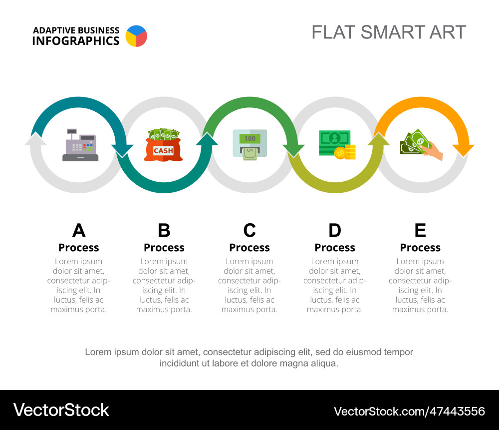 Five processes workflow slide template Five processes workflow slide template vector image