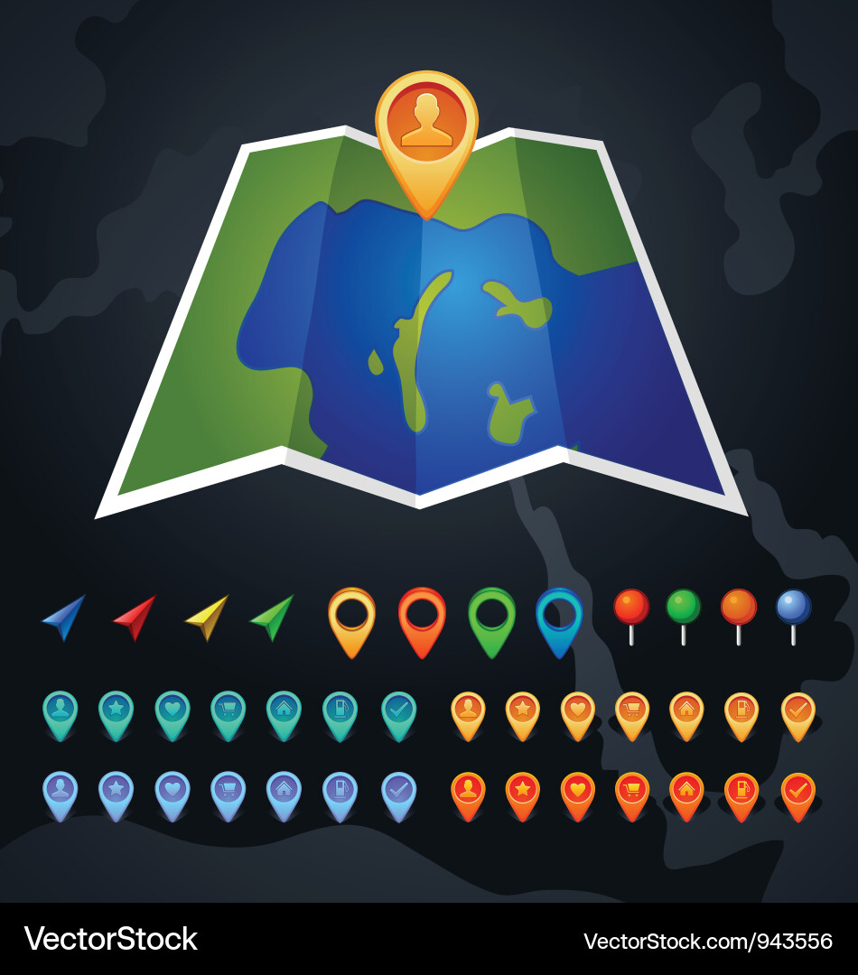 GPS Map with Pin Icon vector image