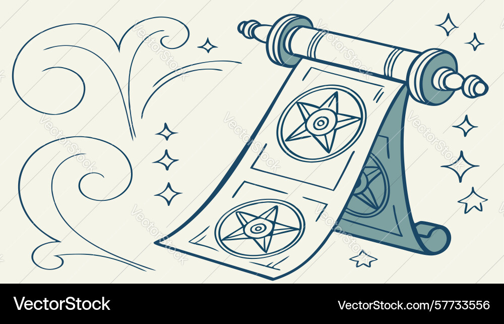 Magic scroll with celestial symbols ancient spell vector image