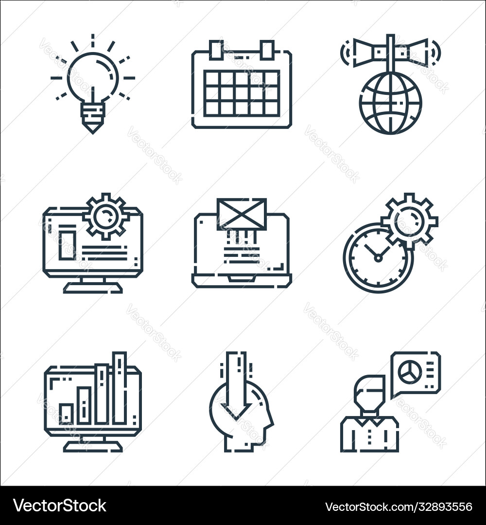 Marketing line icons linear set quality vector image
