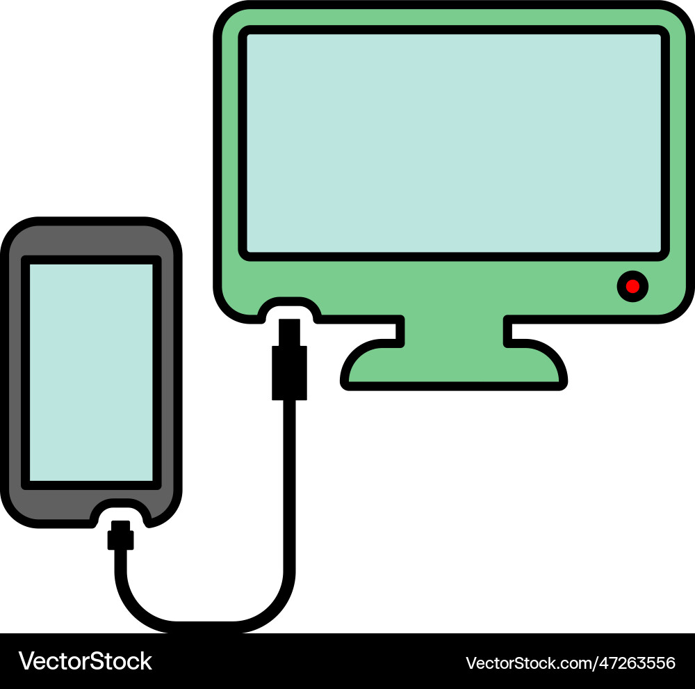 Mobile and computer wire connection icon Mobile and computer wire connection icon vector image