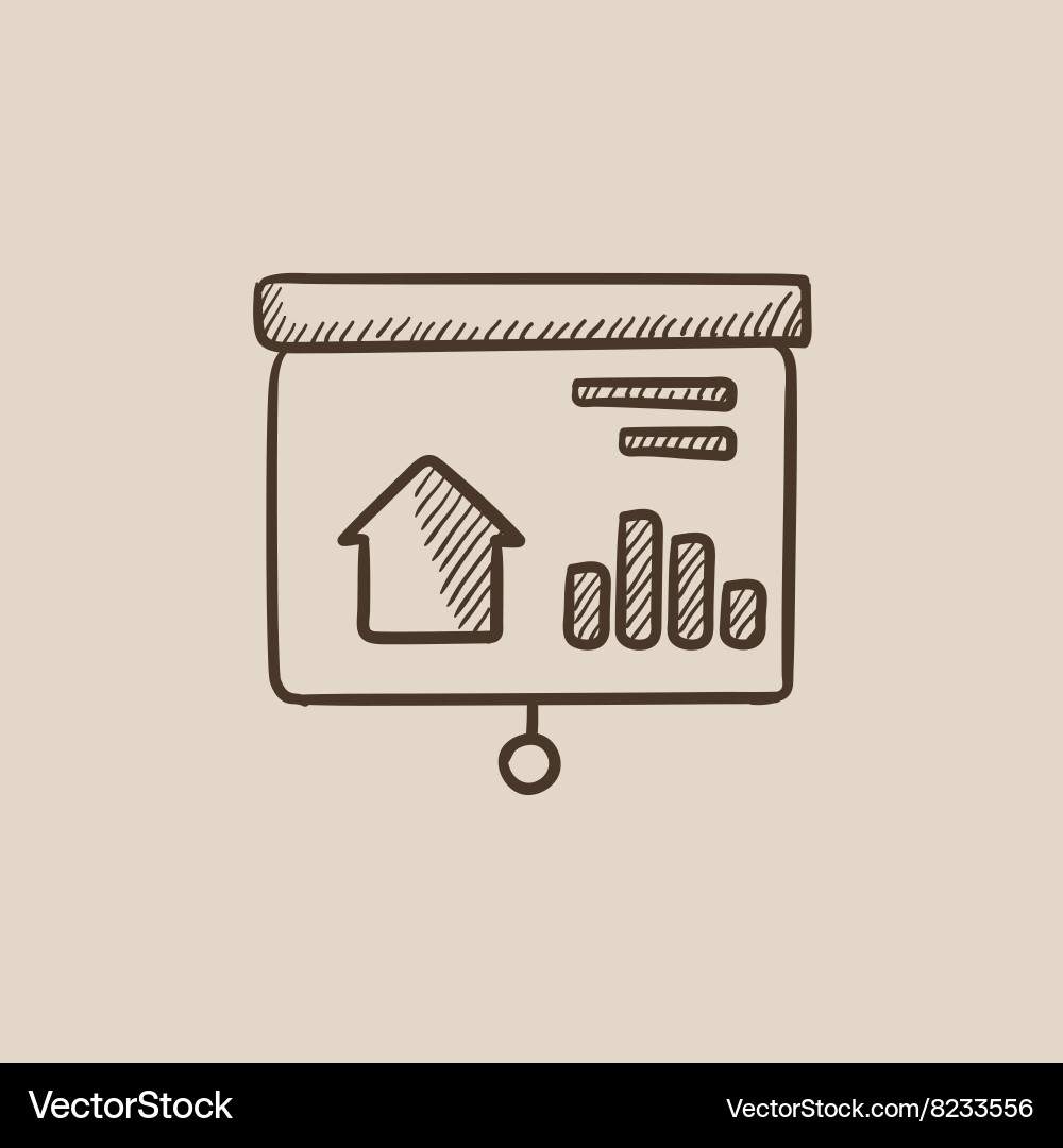 Presentation on projector screen sketch icon vector image