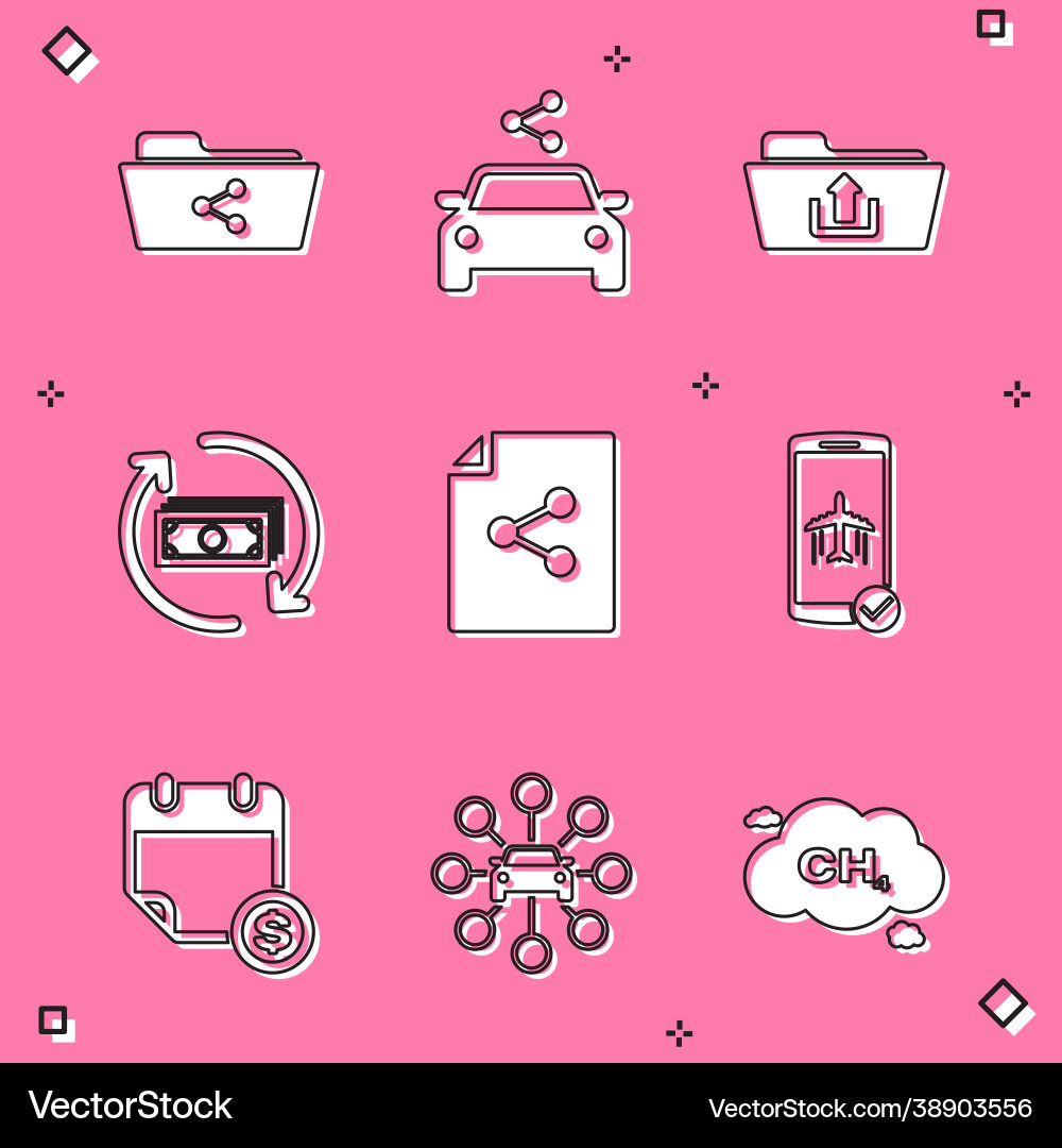 Set share folder car sharing upload Set share folder car sharing upload vector image