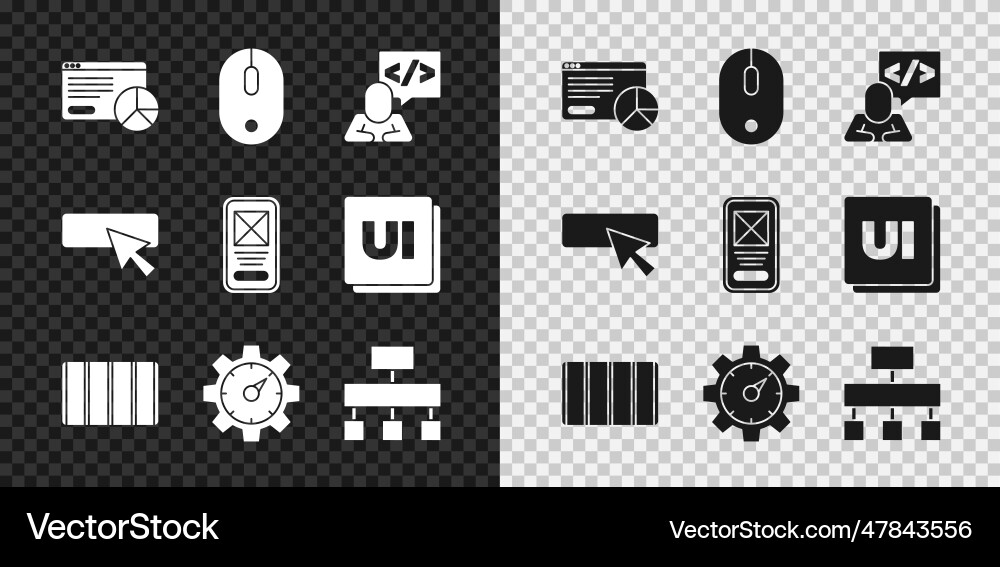 Set website statistic computer mouse front end Set website statistic computer mouse front end vector image