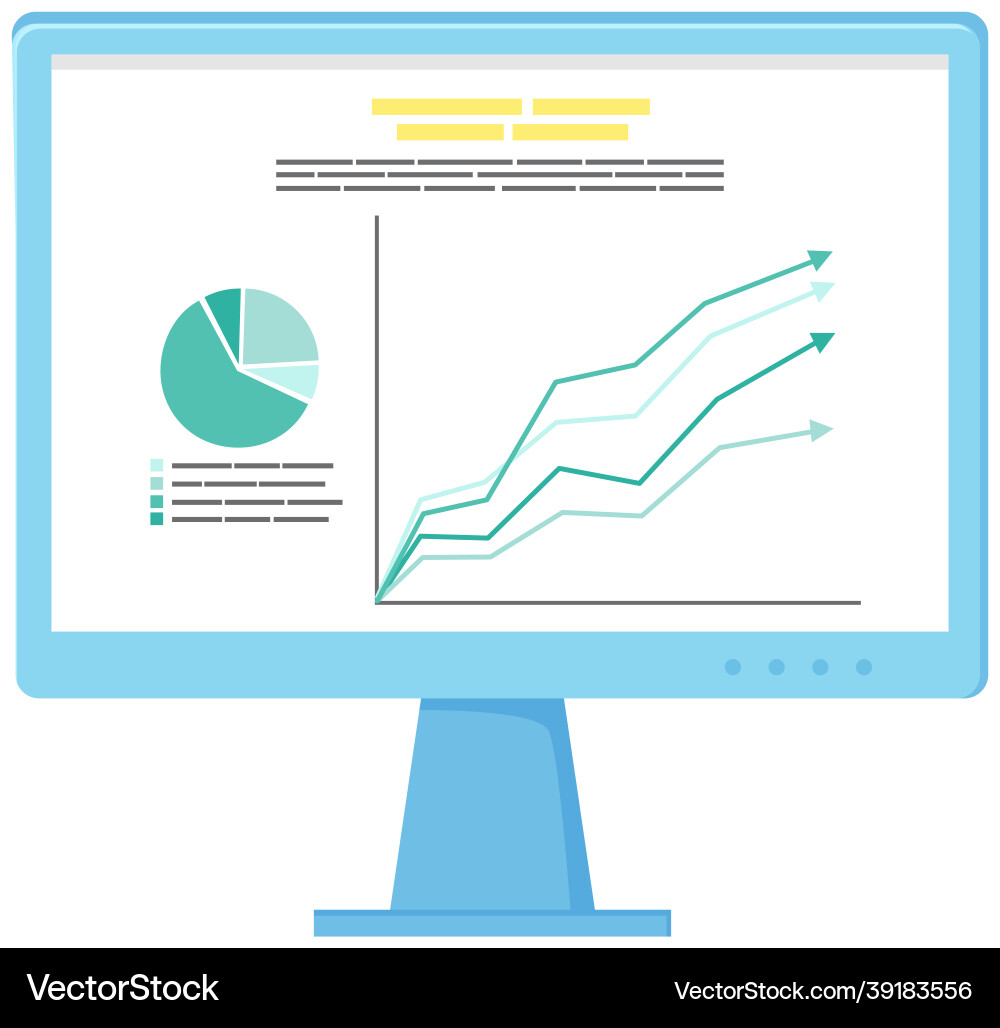 Table software computer screen with financial Table software computer screen with financial vector image