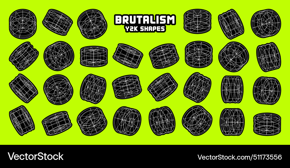Wireframe lined shapes perspective mesh 3d grid Vector Image
