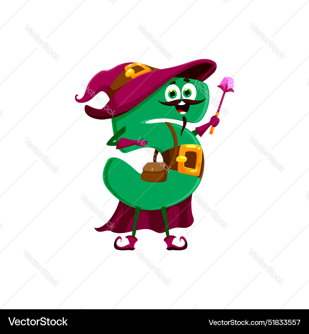 Cartoon halloween math nummer fünf mager charakter Cartoon halloween math nummer fünf mager charakter vektorbild