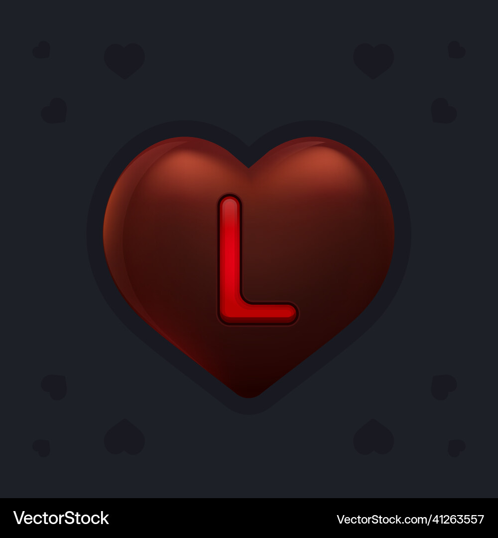 Chocolate heart with a marmalade letter l inside – Royalty-Free