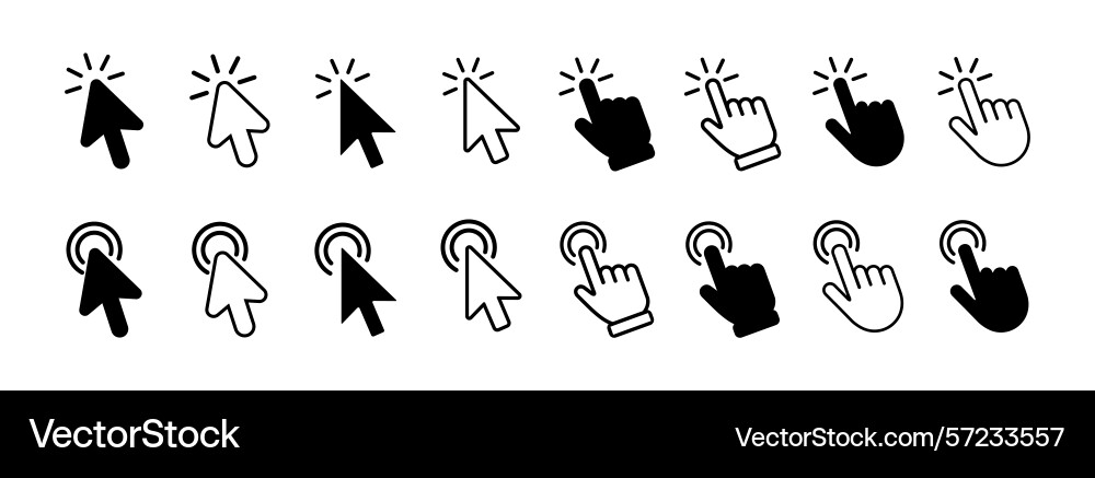 Click cursor icons set hand icon computer Vector Image