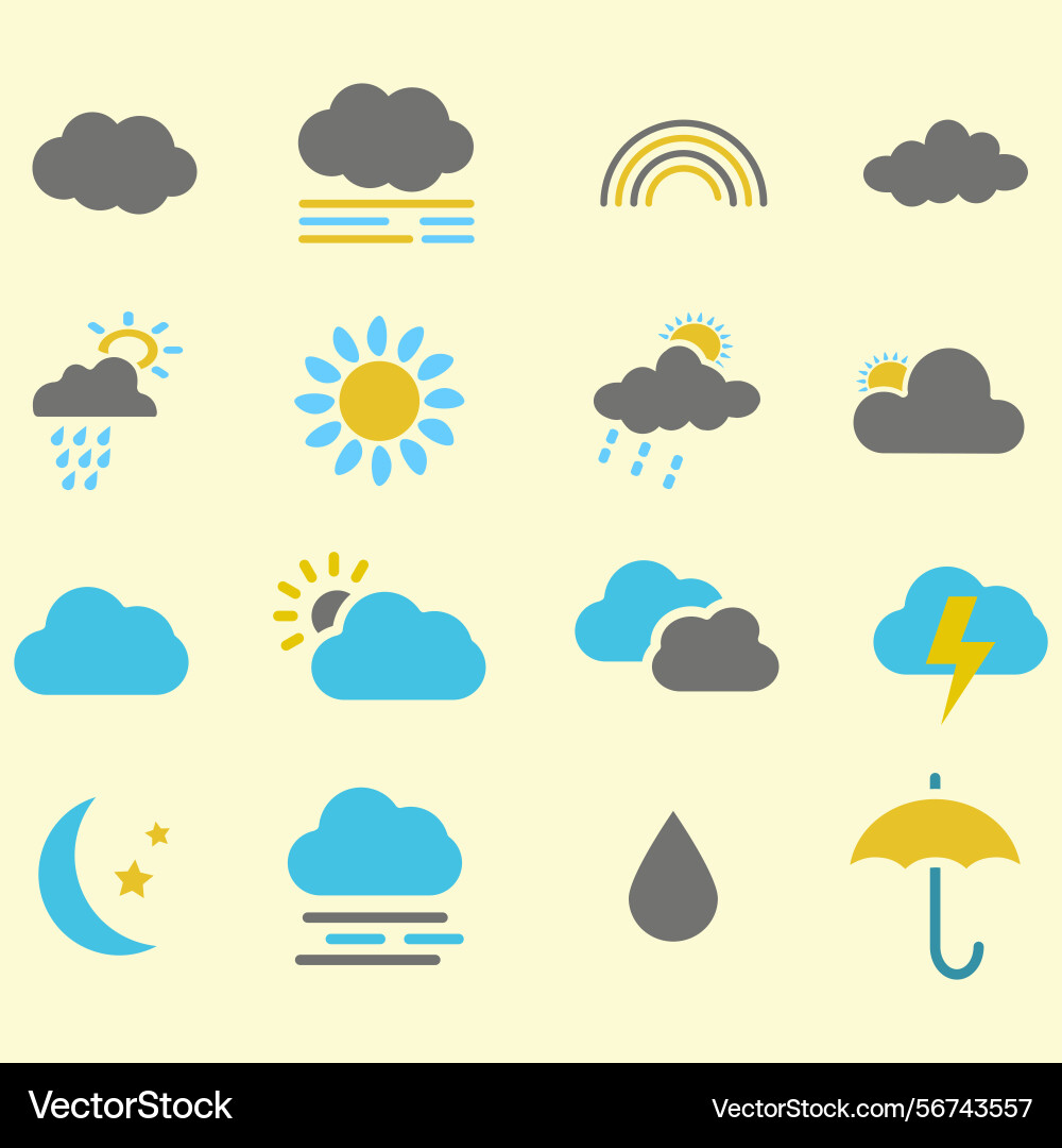 Clouds icons set of in different form Vector Image