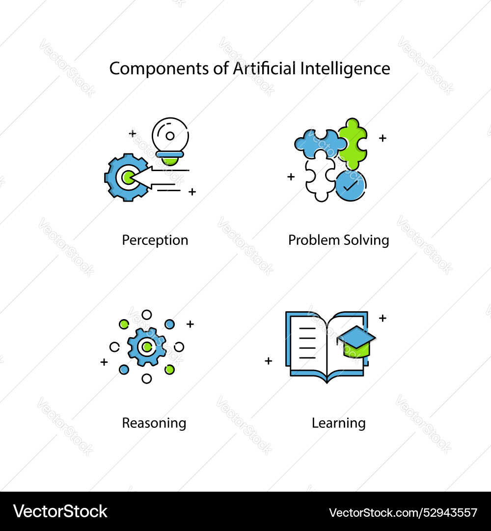 Cognitive computing and ai components icons vector image