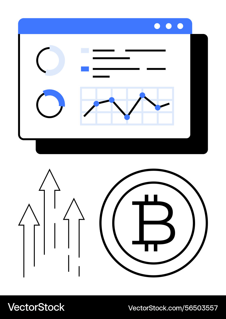 Cryptocurrency analysis with graph dashboard Cryptocurrency analysis with graph dashboard vector image