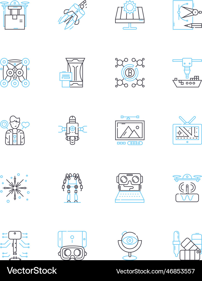 Data development linear icons set analytics Data development linear icons set analytics vector image