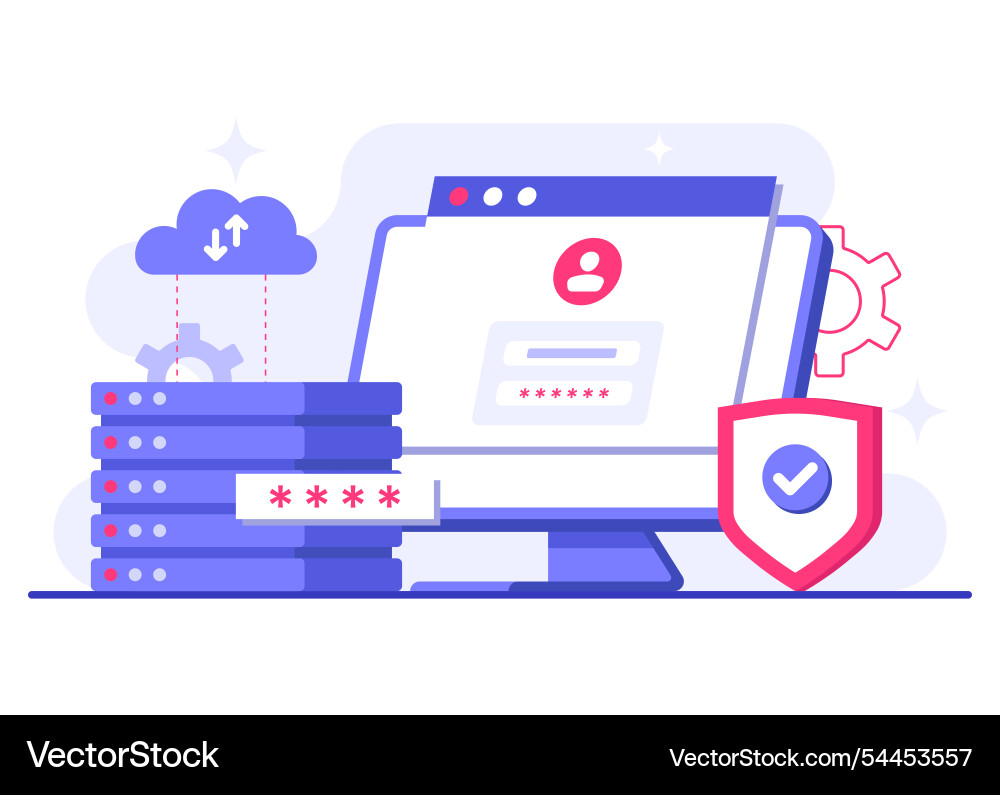 Database protection cyber security data center Vector Image