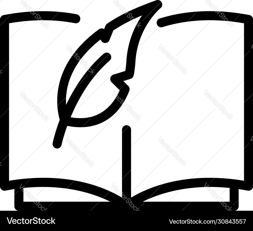 Feather wrote in diary icon outline style Feather wrote in diary icon outline style Vector Image