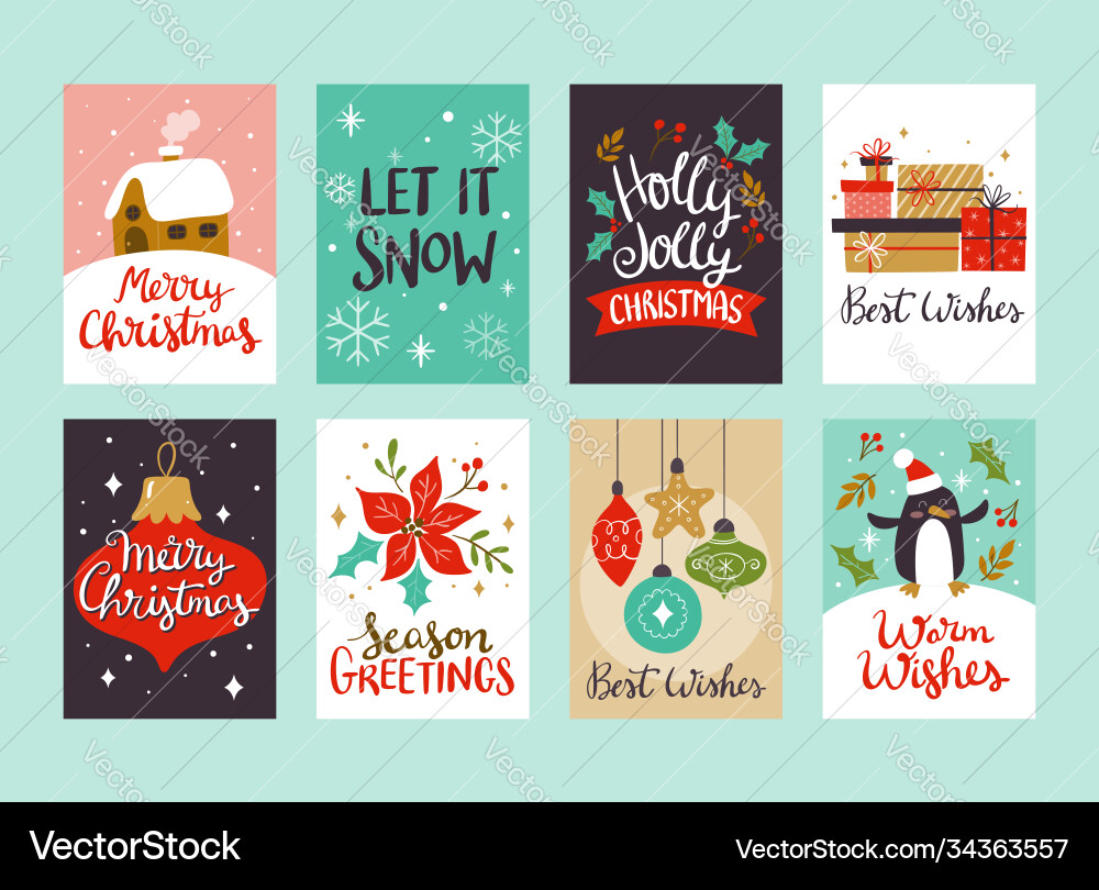 Festive Christmas Cards Vector Image