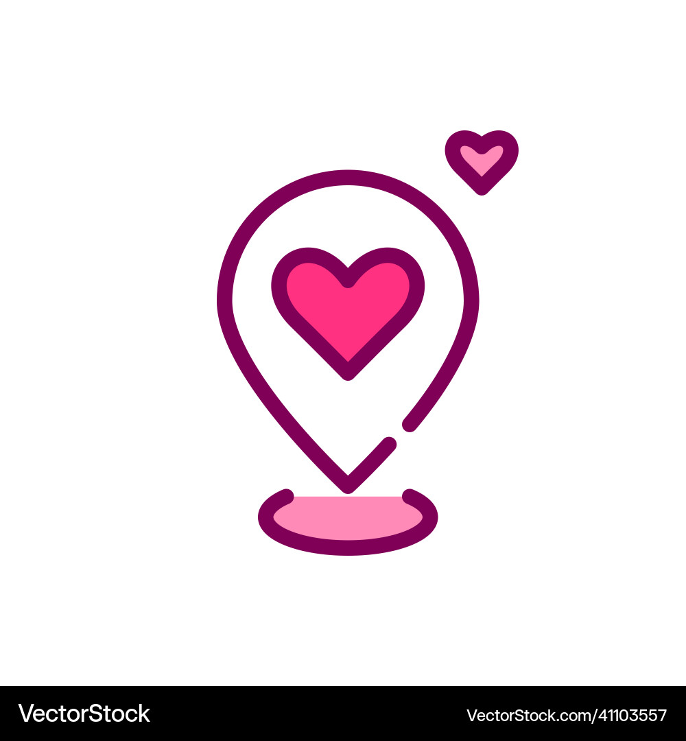 Heart on a map pointer pixel perfect editable Heart on a map pointer pixel perfect editable vector image